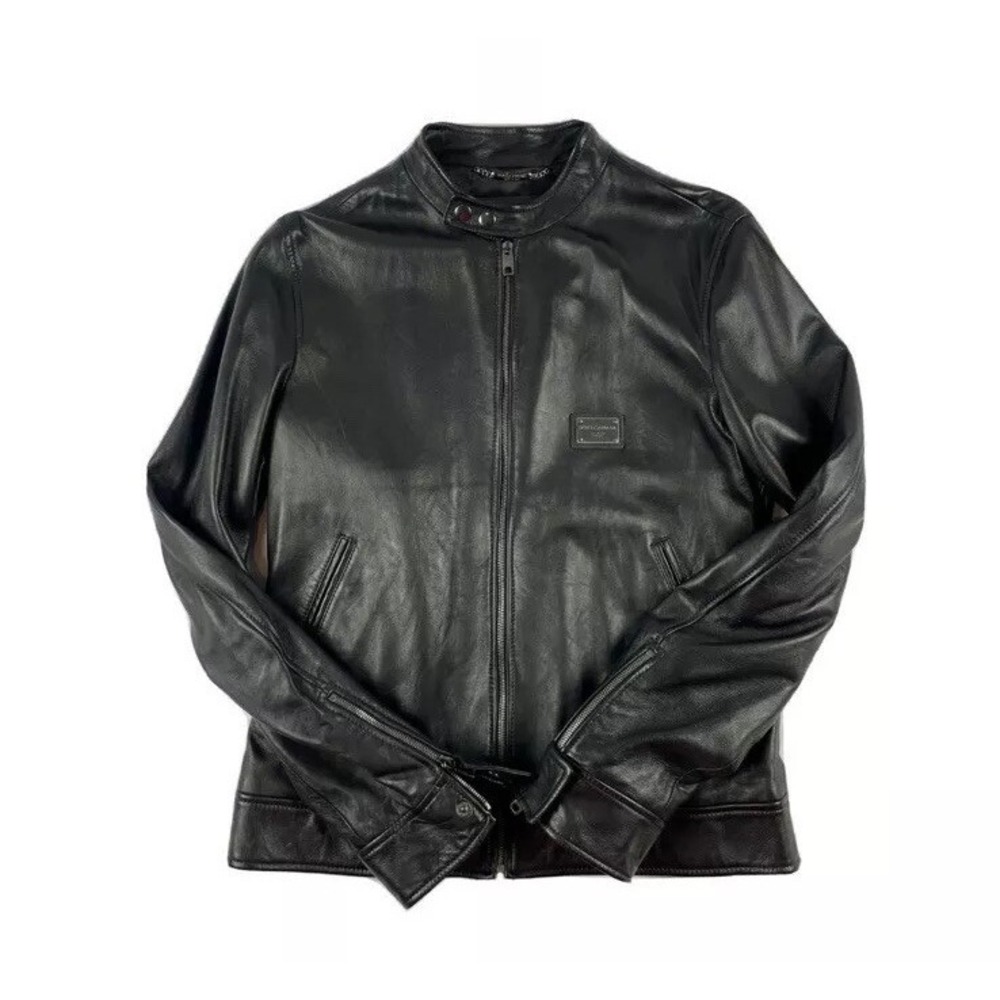Dolce & Gabbana Brown Lambskin Silk Lined Full Zip‎ Bomber Jacket Size 50 EU NWT